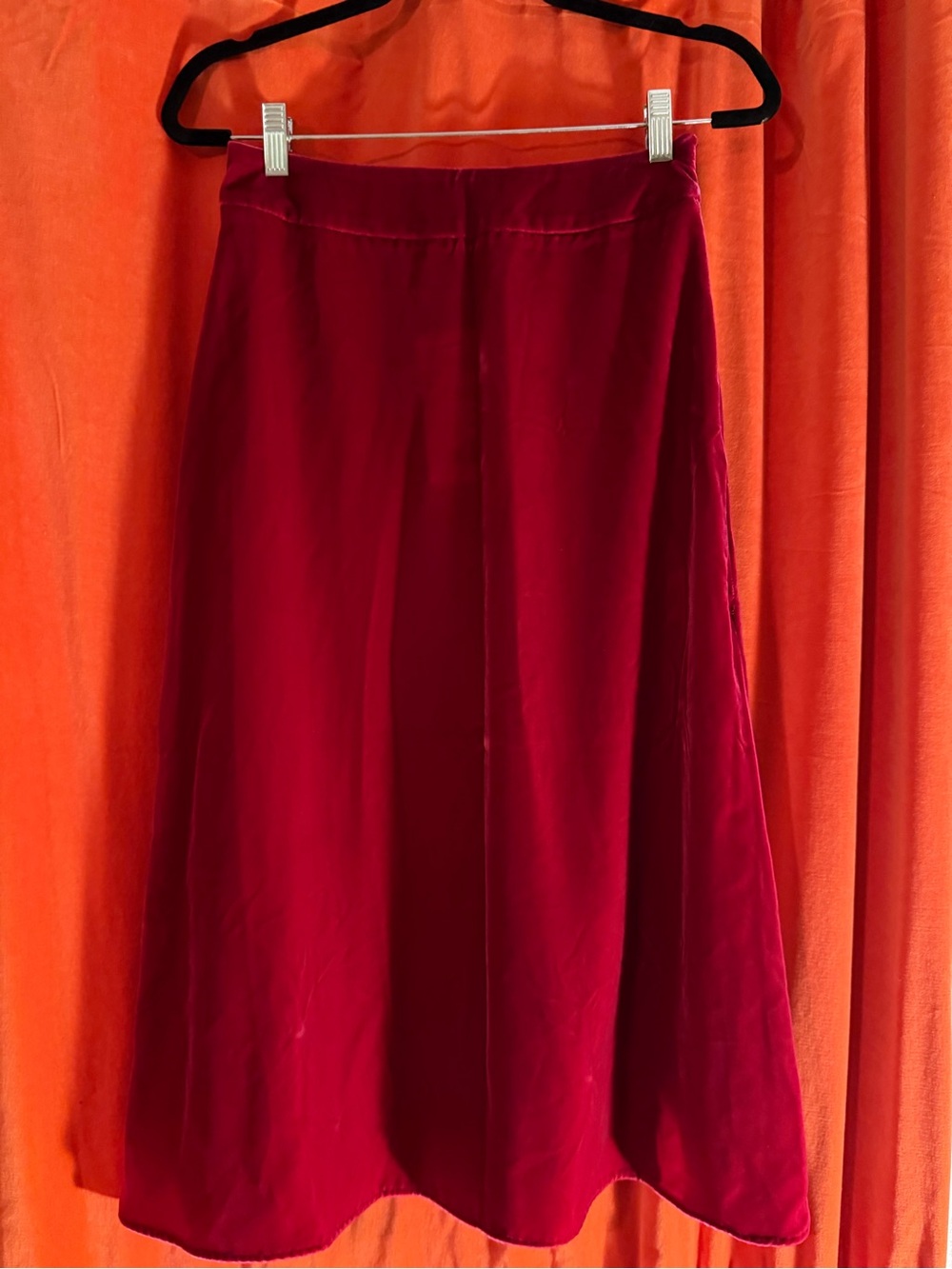 Sezane Deep Red Velvet Maxi Skirt